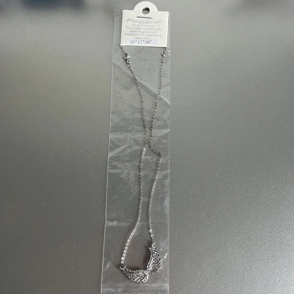 Bling Angel Wing Silver Plated Necklace - Picture 2 of 5